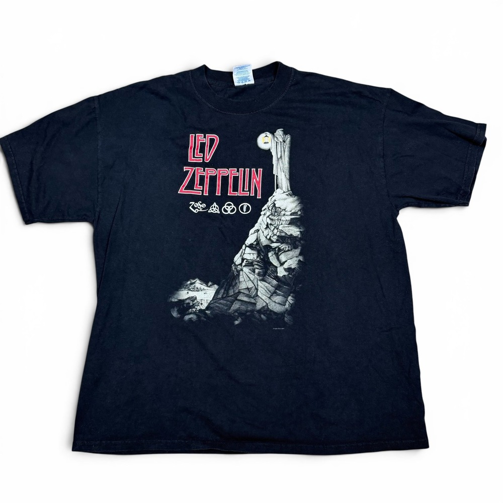 Led Zeppelin The Hermit Graphic T-Shirt Mens XL Black 2001 Myth Gem Band Tee